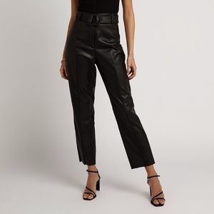MILAN BLACK FAUX LEATHER SLIM PANT | Dissh